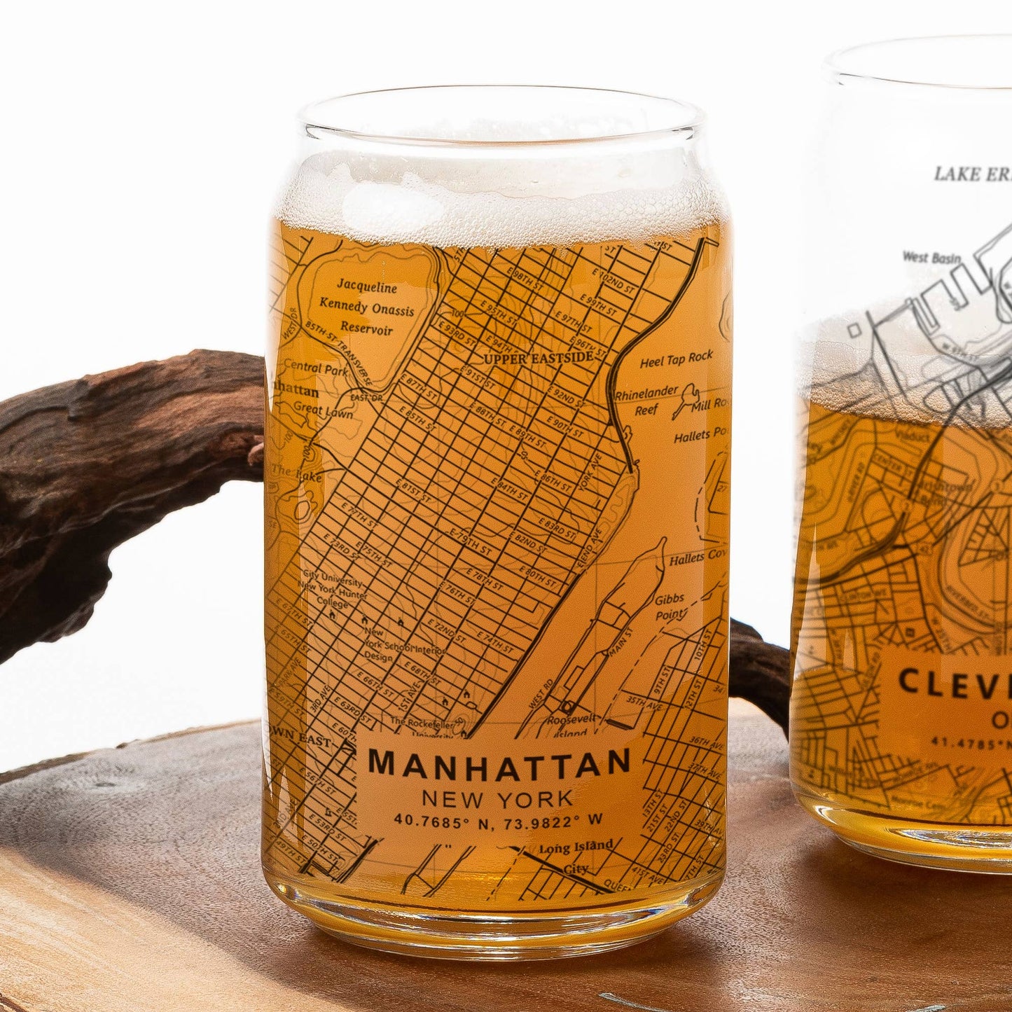 Custom Town and City Topographic Map Pint Glasses