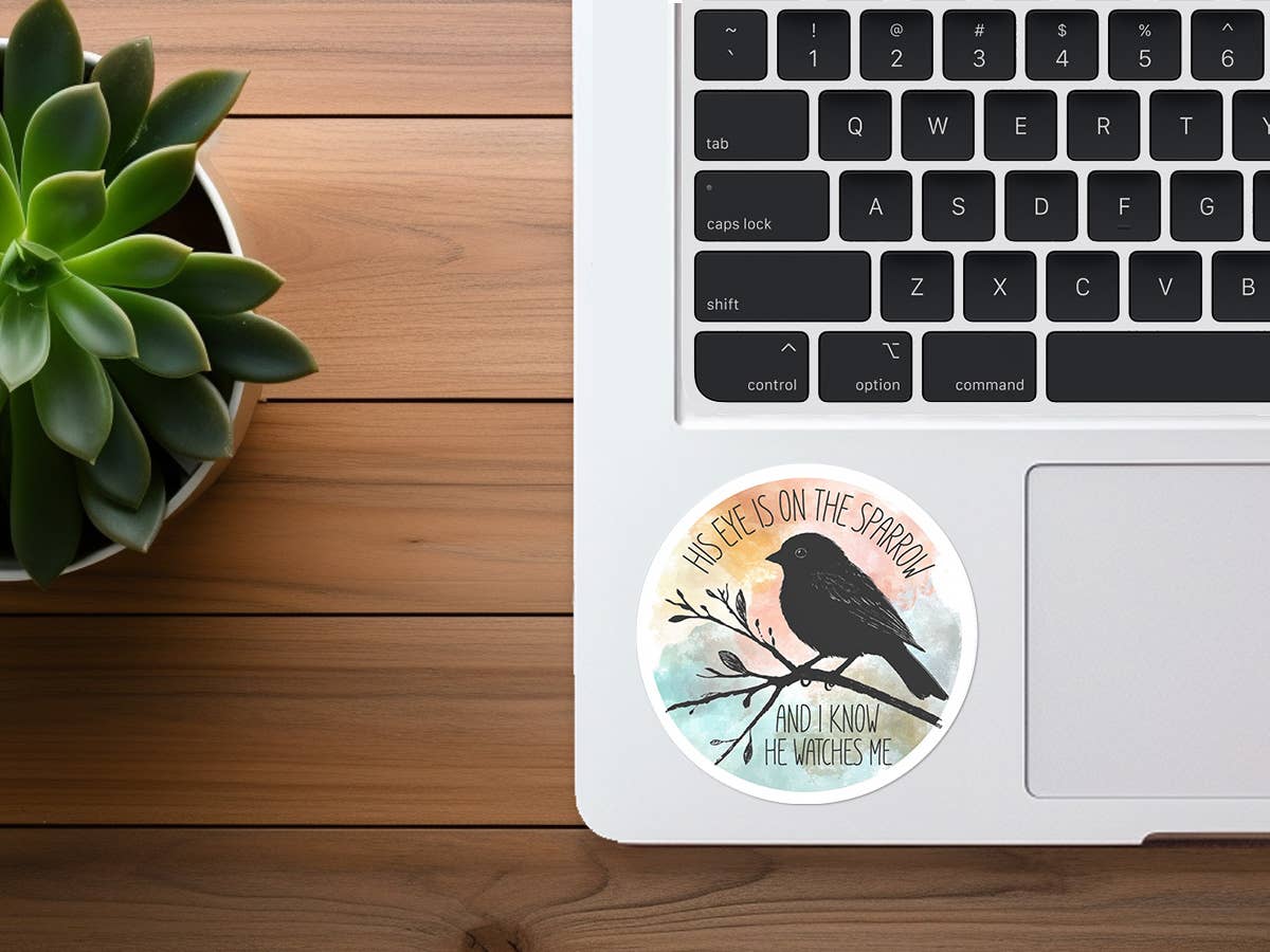 His Eye Is On The Sparrow | Christian Hymn Sticker