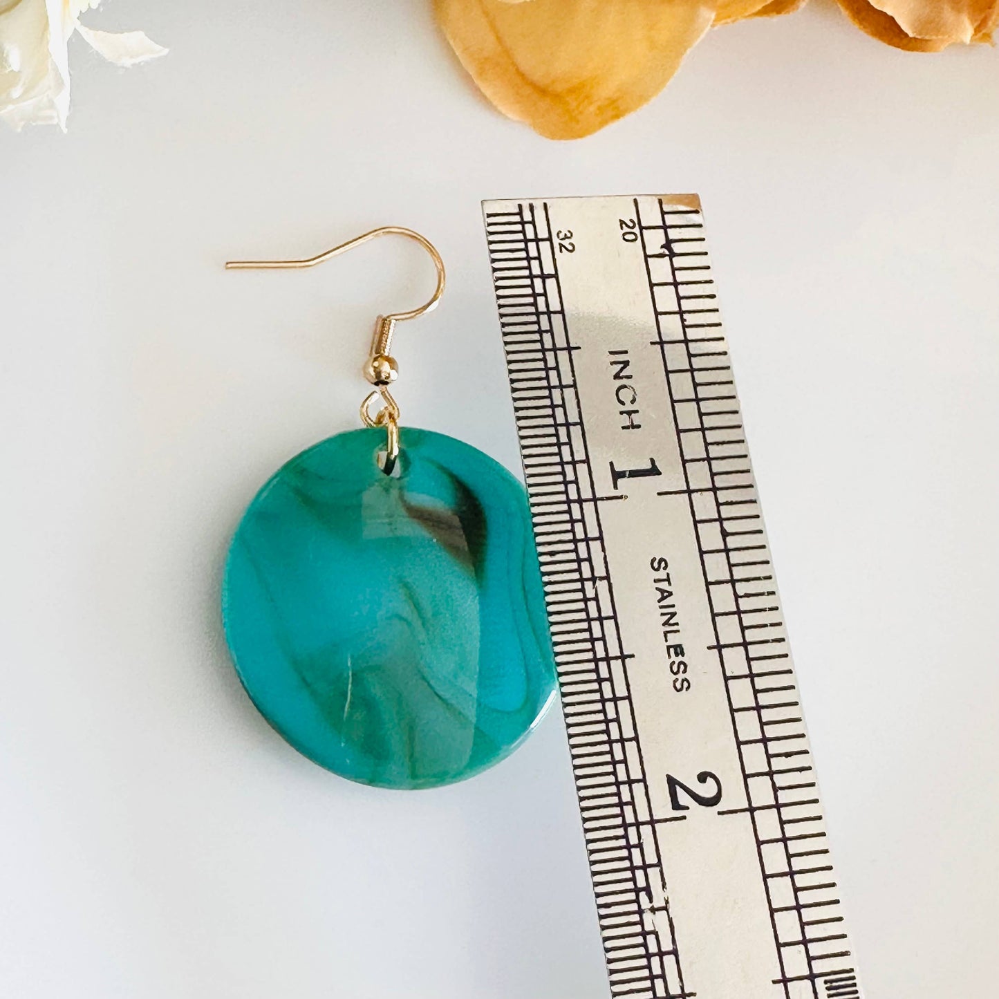 Turquoise Round Acetate resin earrings