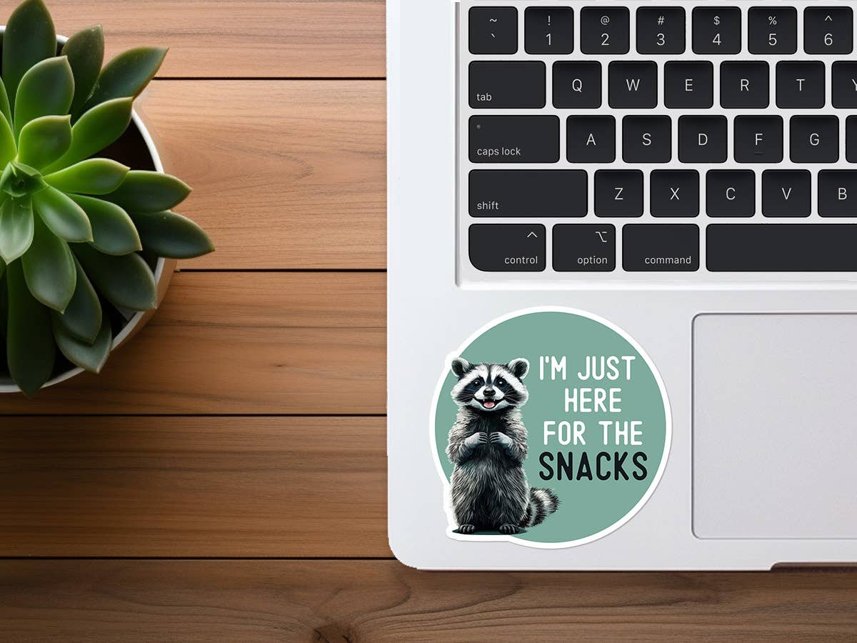 I'm Just Here For the Snacks | Funny Raccoon Sticker