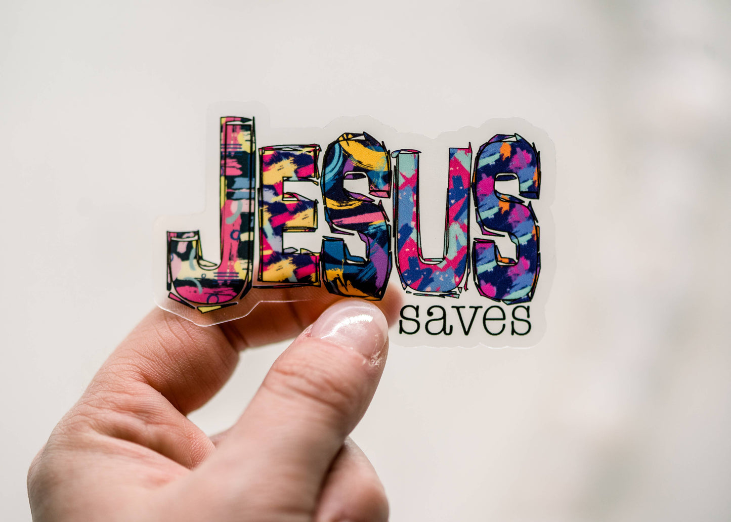 Jesus Christian Clear, Vinyl Sticker, 3x3 in