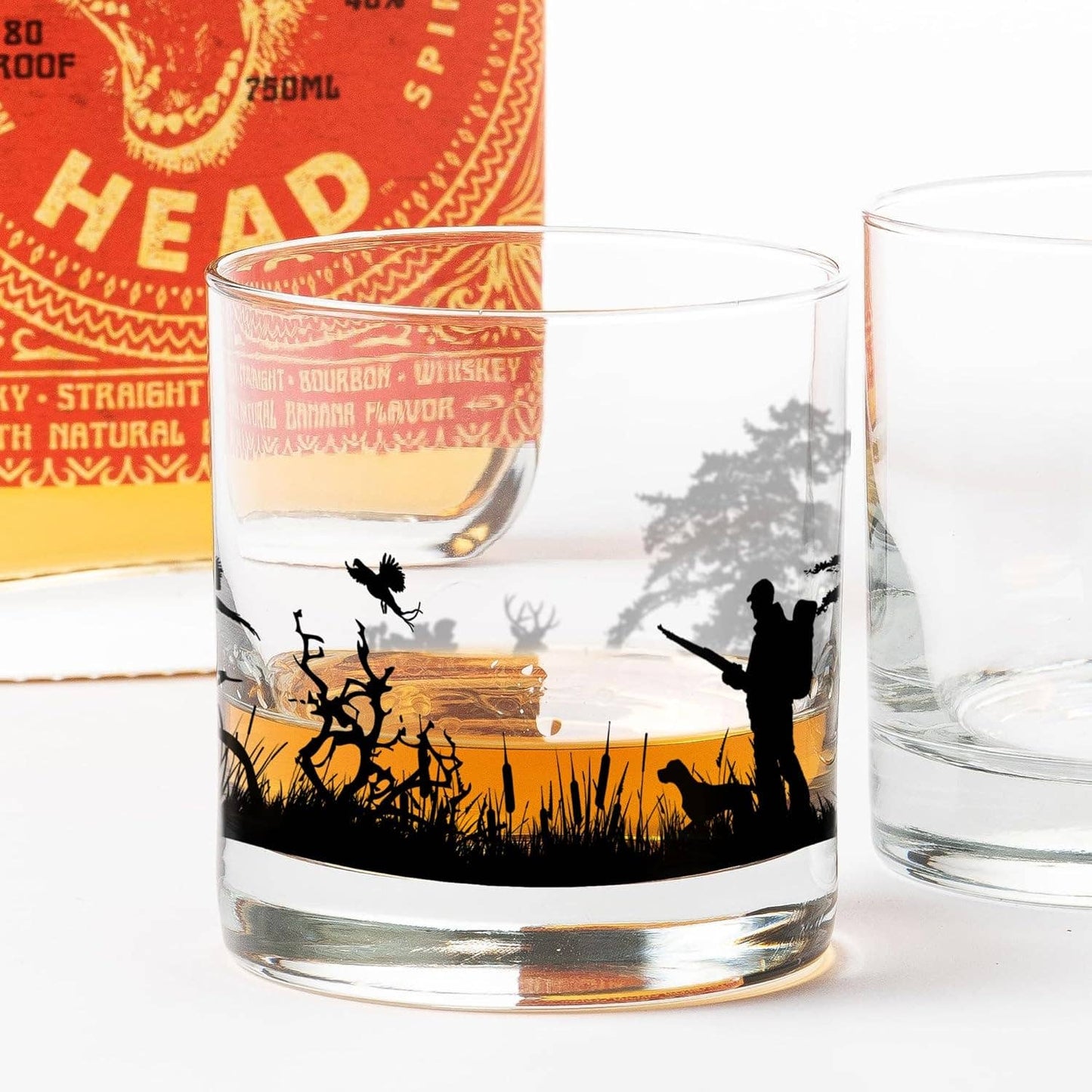 Set of 2 Hunting Landscape Whiskey Glasses