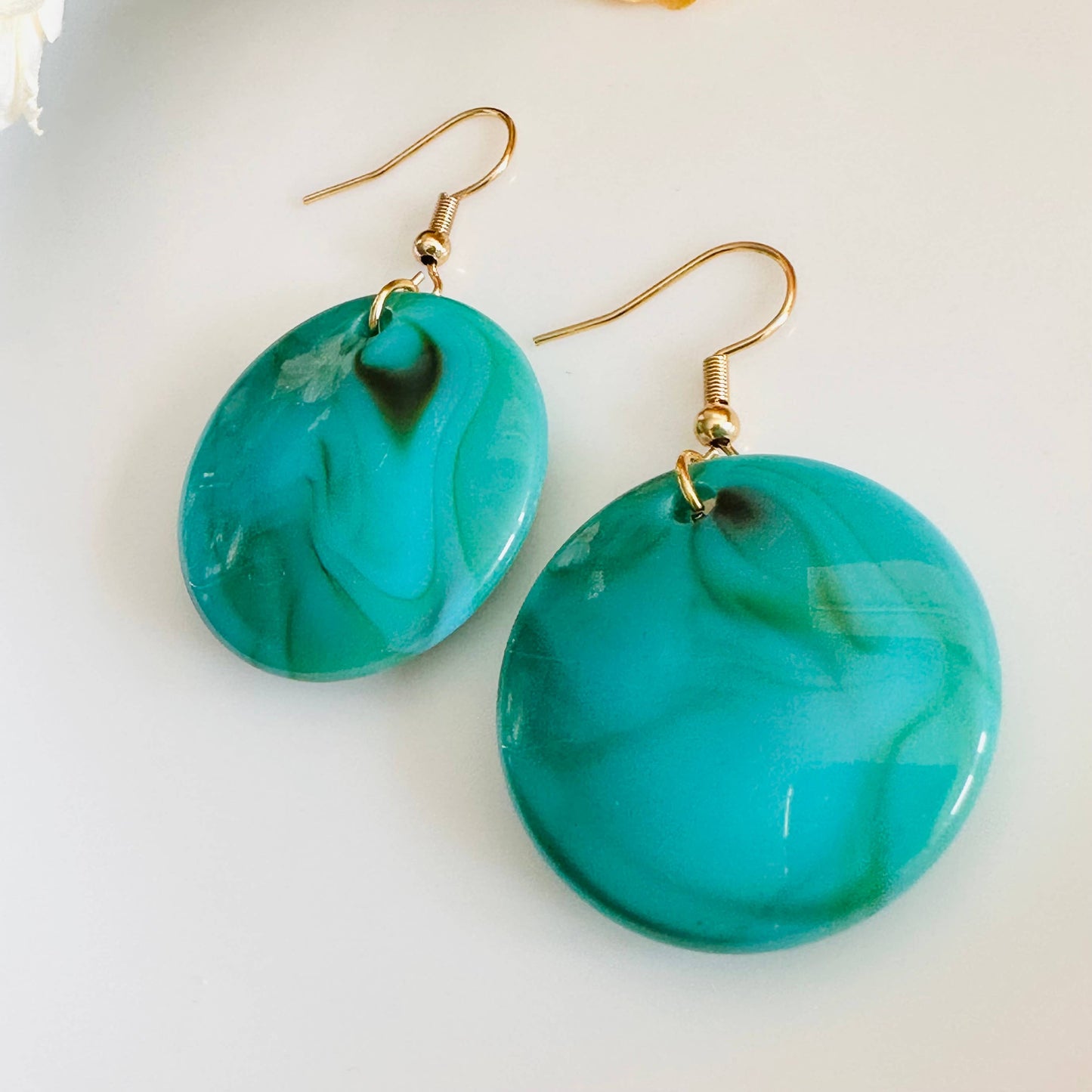 Turquoise Round Acetate resin earrings