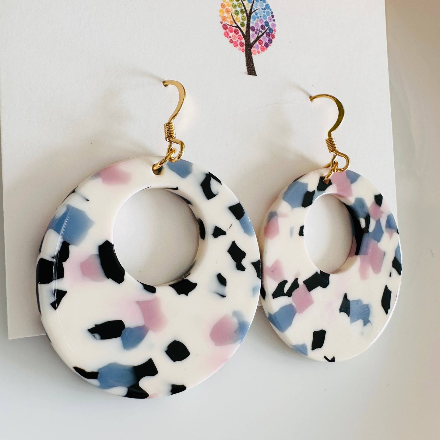 Colorful round Acetate resin earrings