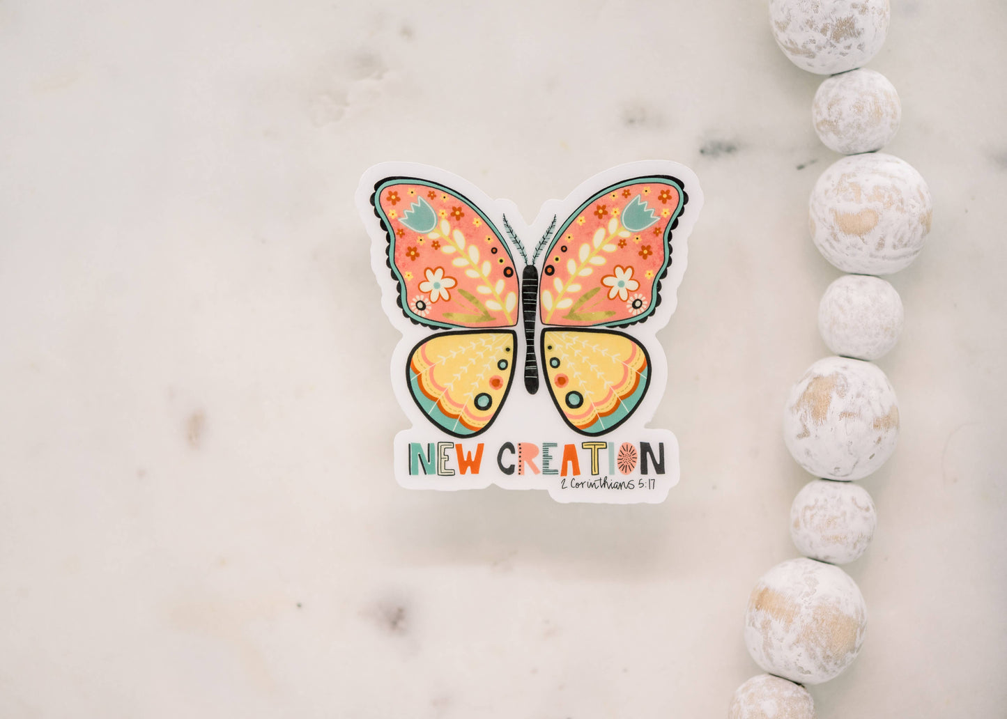New Creation Christian Clear, Vinyl Sticker, 3x3 in