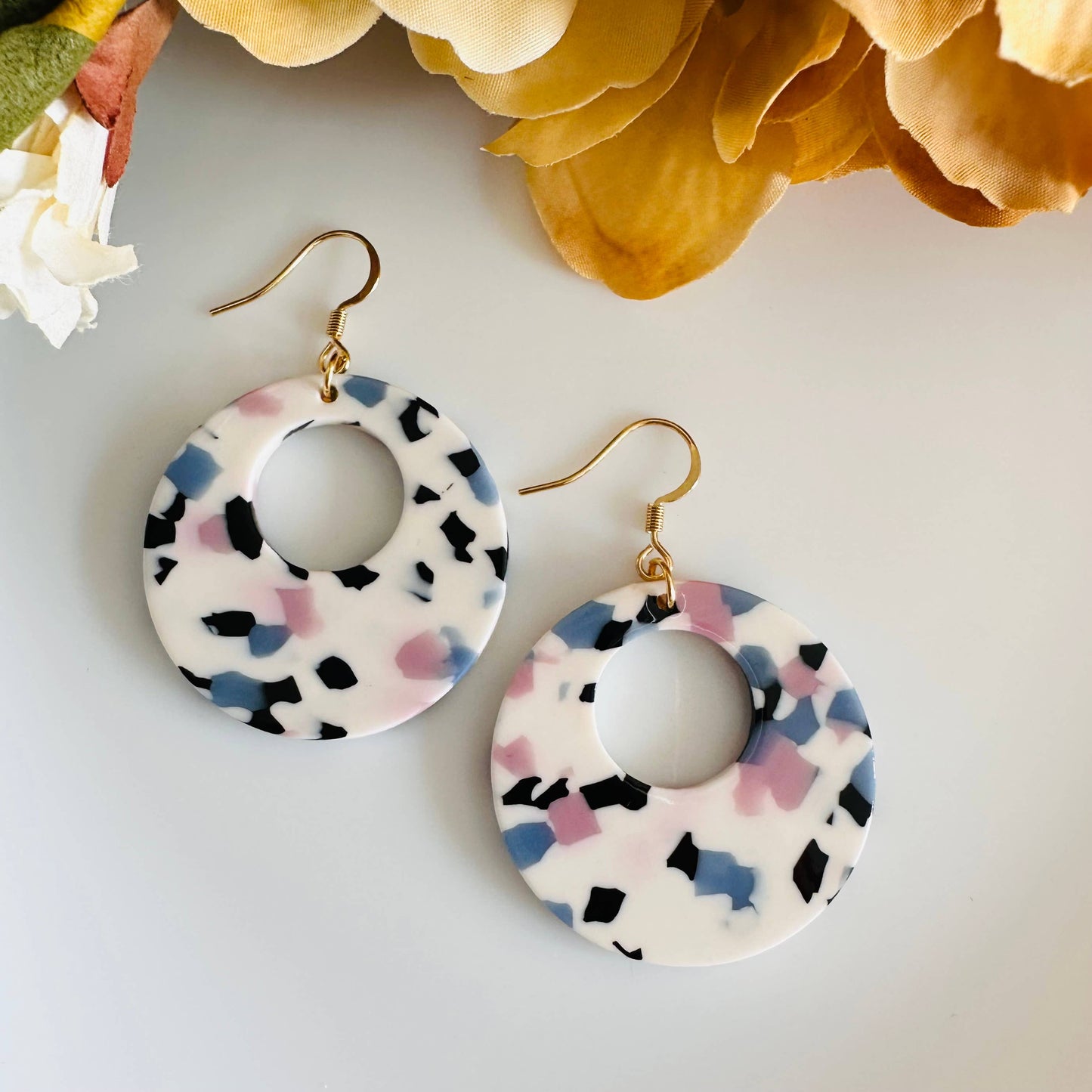 Colorful round Acetate resin earrings