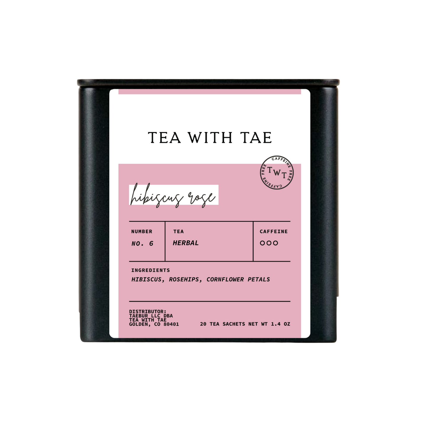 HIbiscus Rose Herbal Tea Gift Tin (20 tea bags)