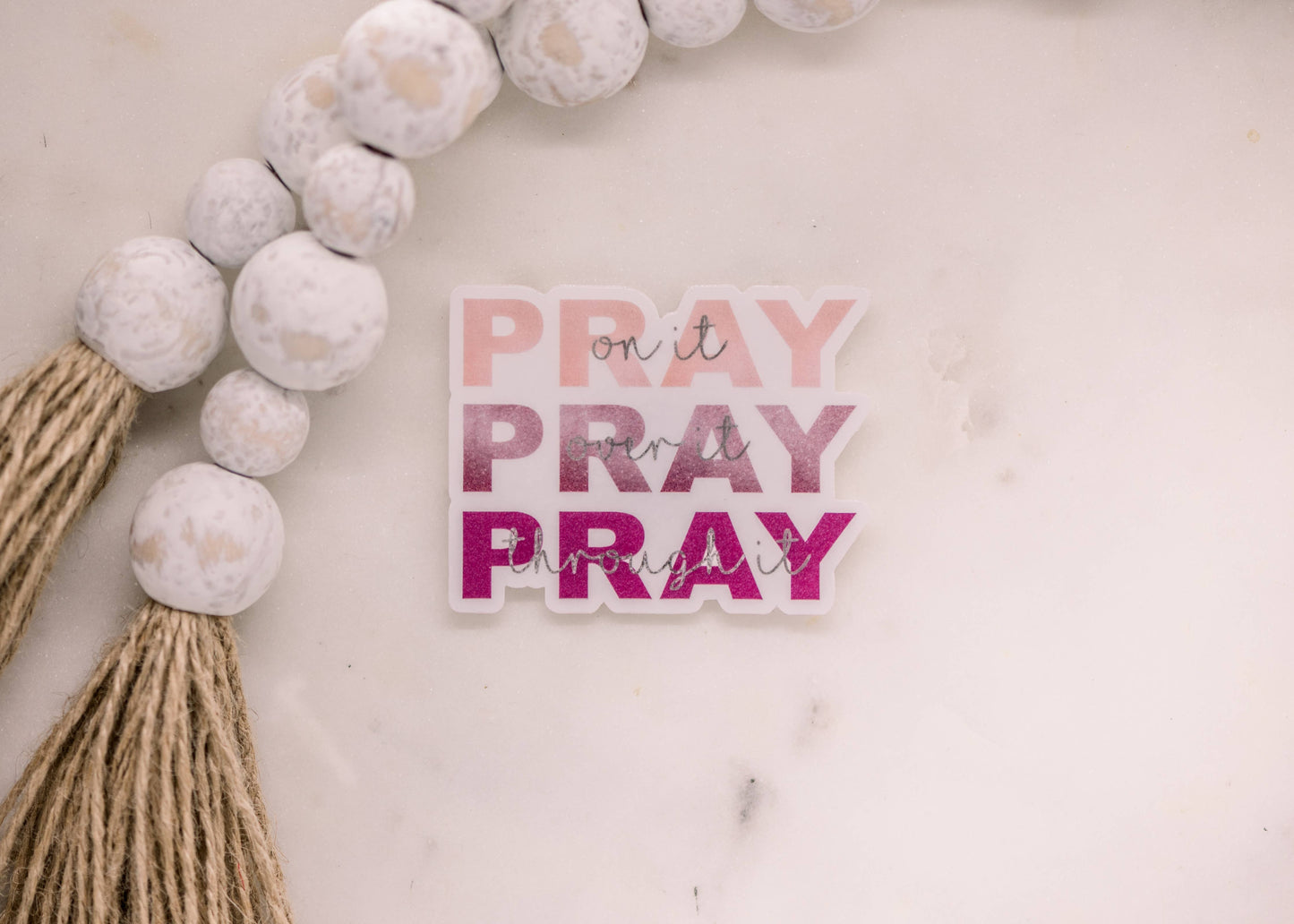 Pray On It, Pray Over It, Clear Vinyl Sticker, 3x3 in