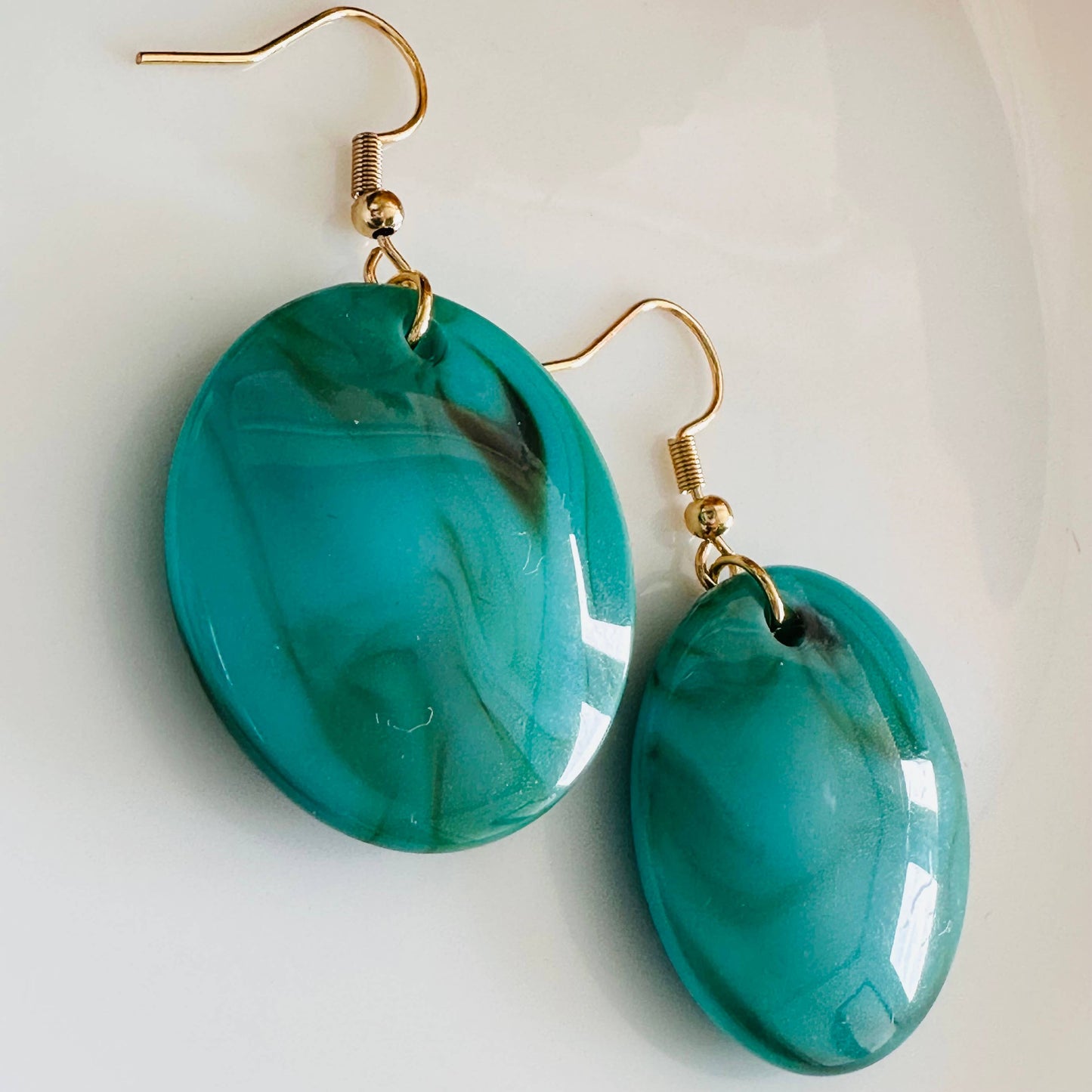 Turquoise Round Acetate resin earrings