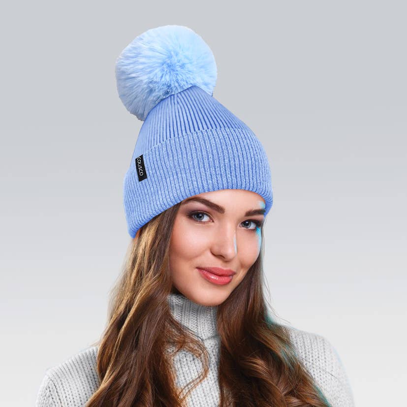 Pom Pom Beanies for Women, Cozy Winter Knitted Beanie Hat