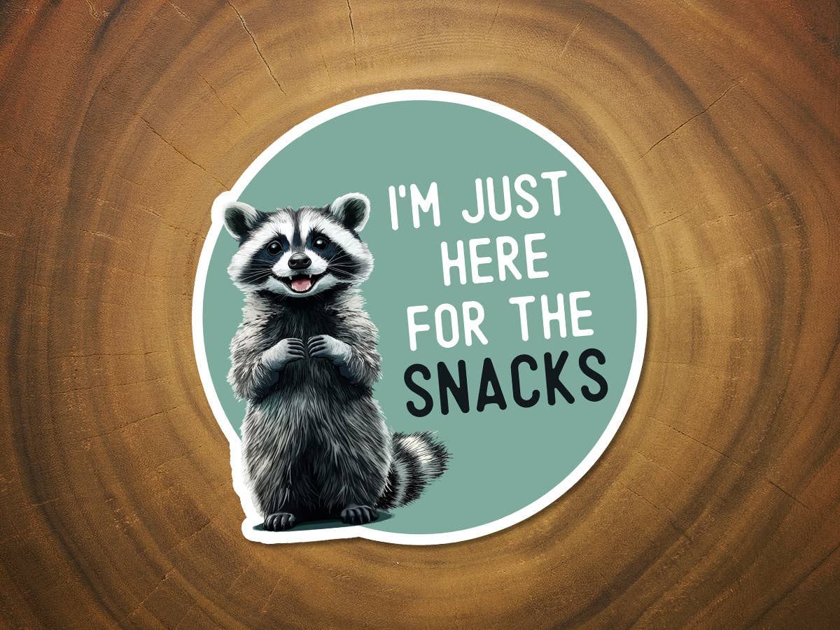I'm Just Here For the Snacks | Funny Raccoon Sticker