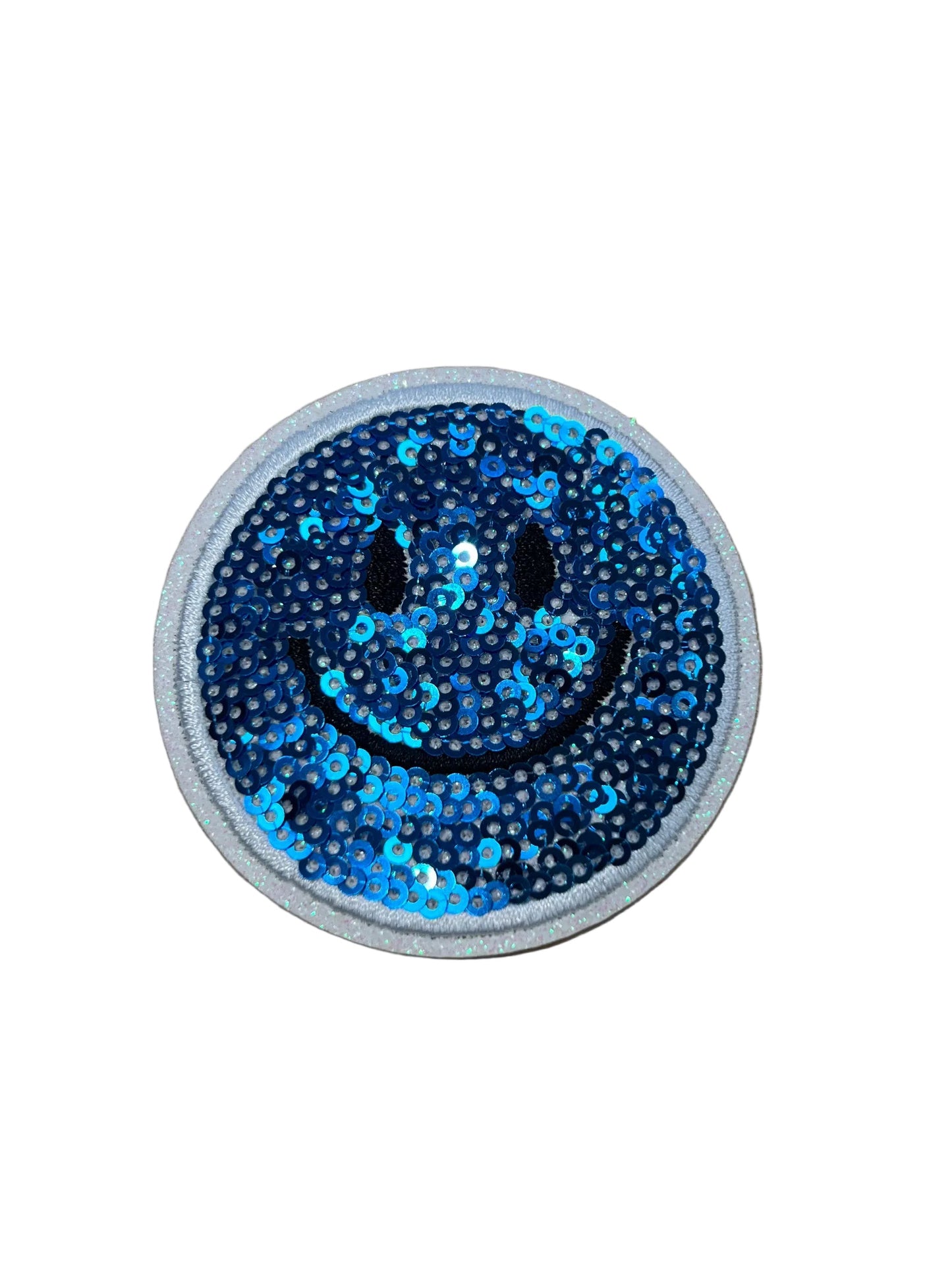 Blue Smiley Sequin Patch