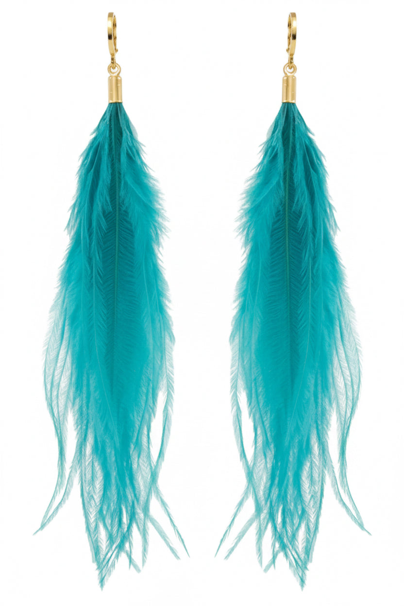 Ostrich Feather Earring-Turquoise