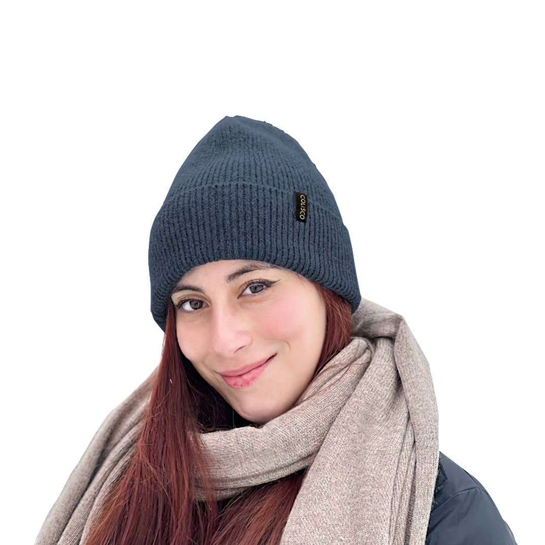 COLISCO Cuff beanies, Winter Beanies for Women (Blue)