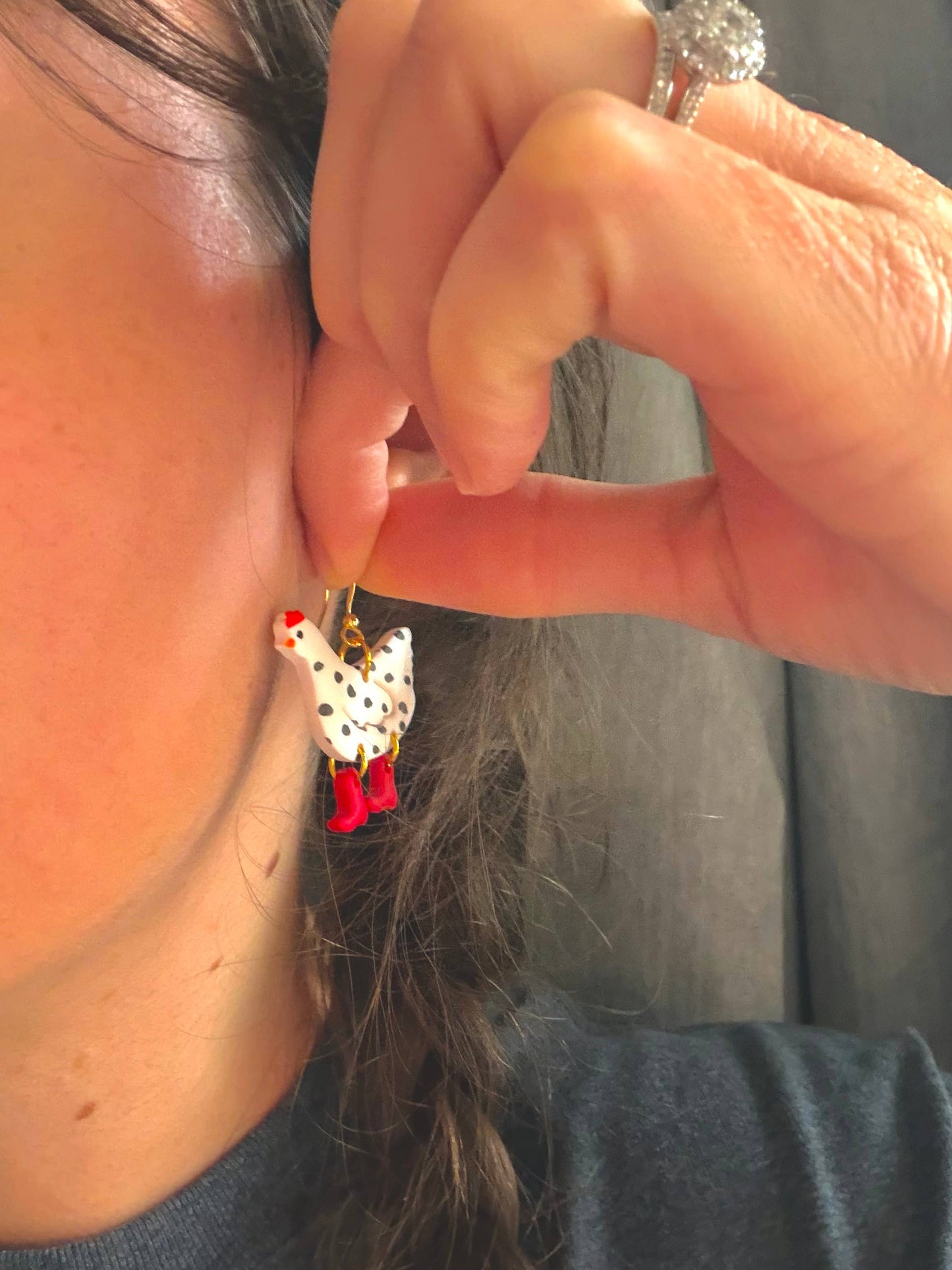 Chicken Clay Earrings