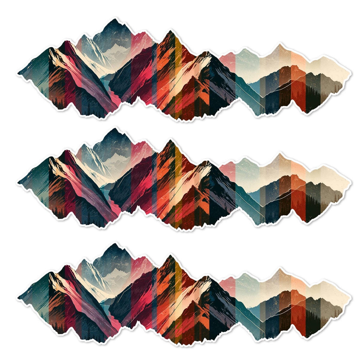 Colorful Mountain Range Die-Cut Sticker - Small (7 Inches)