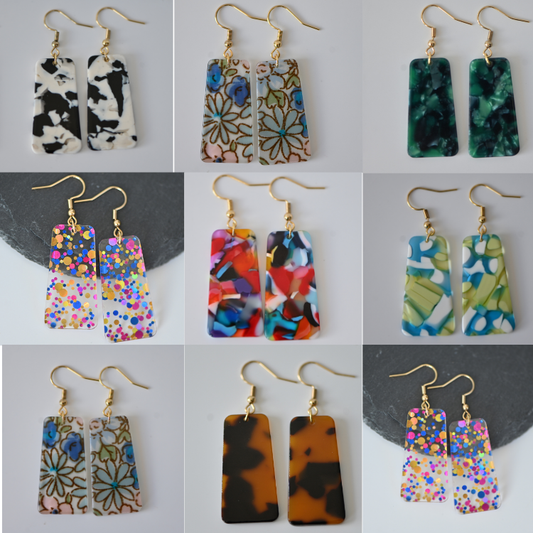 Resin dangle drop earrings, multiple options - The Localist