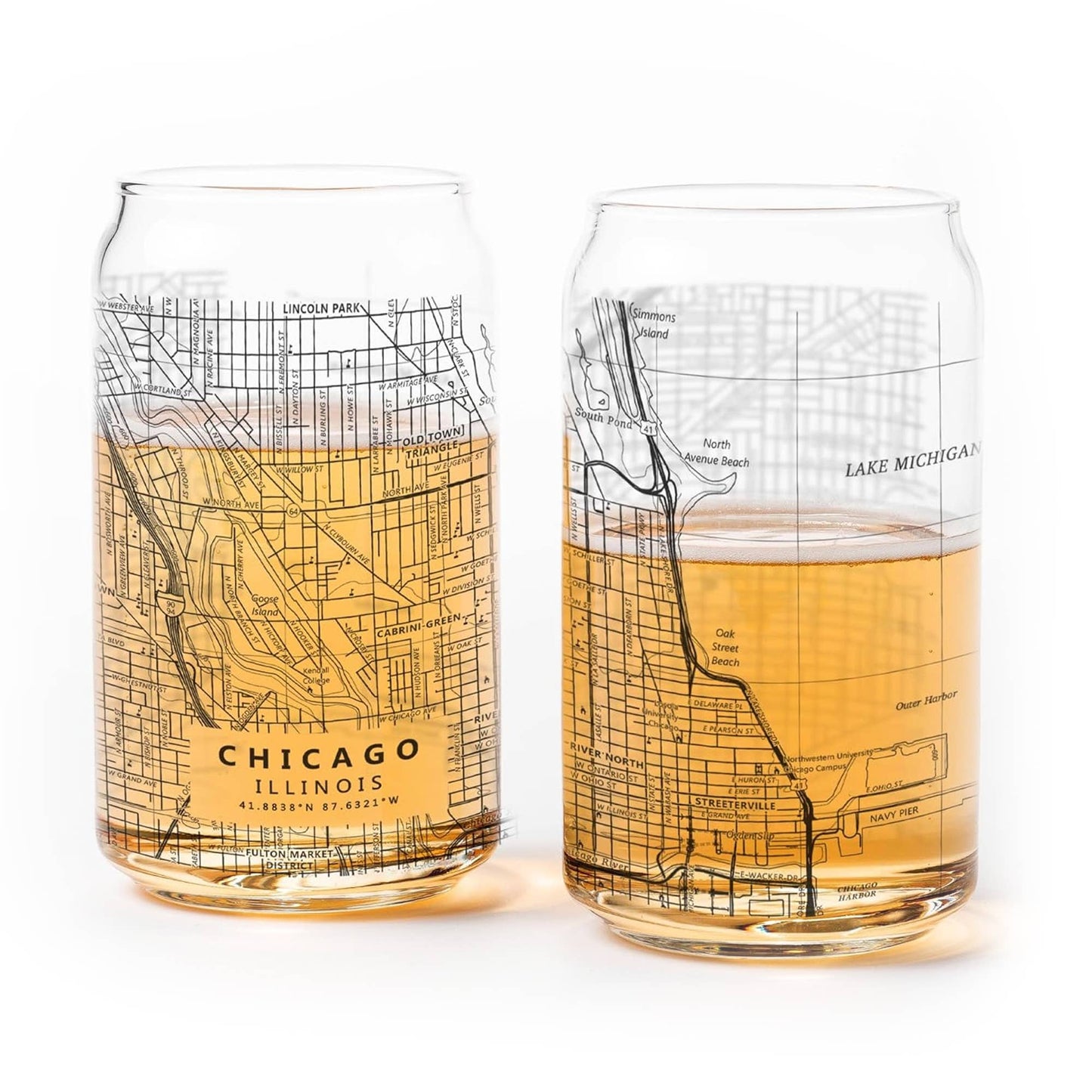 Custom Town and City Topographic Map Pint Glasses