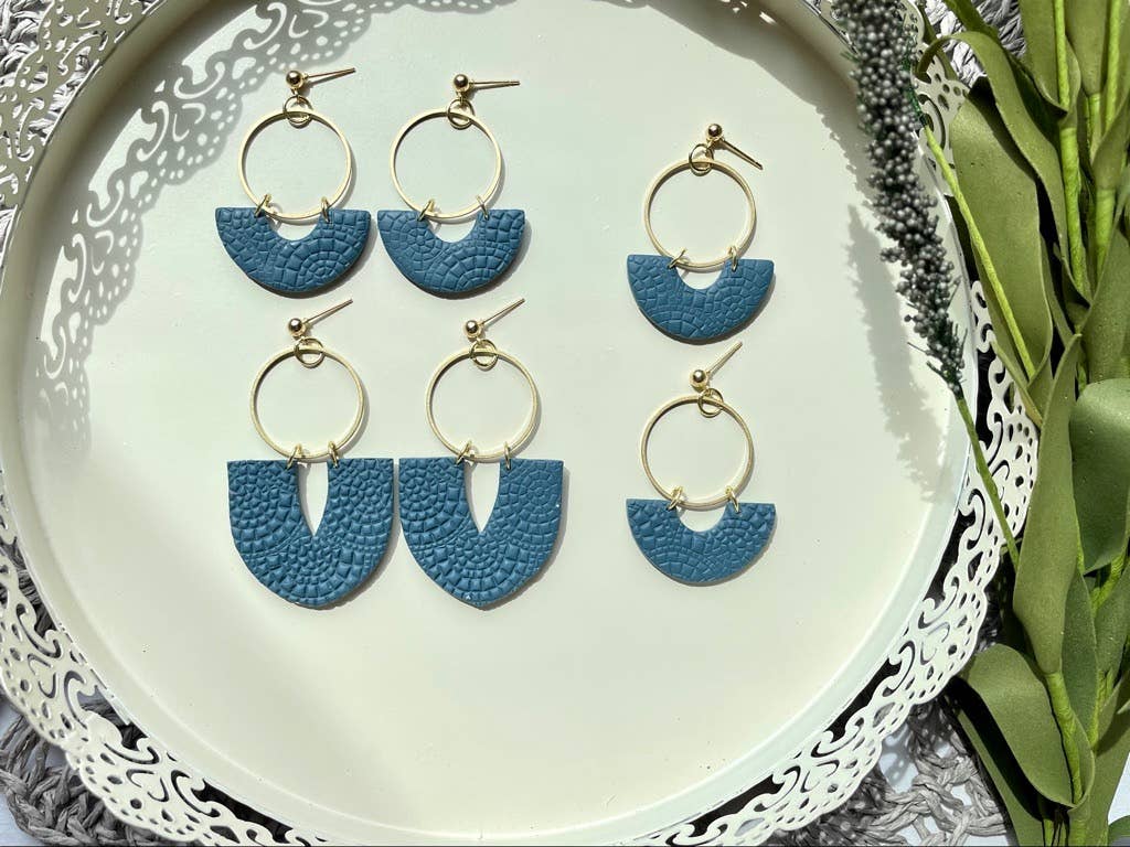 Denim Mosaic Clay Earrings