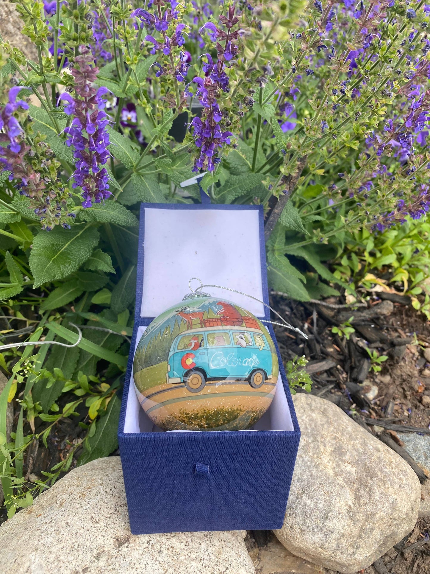Colisco Colorado Camping Animals Hand Painted Glass Ornament