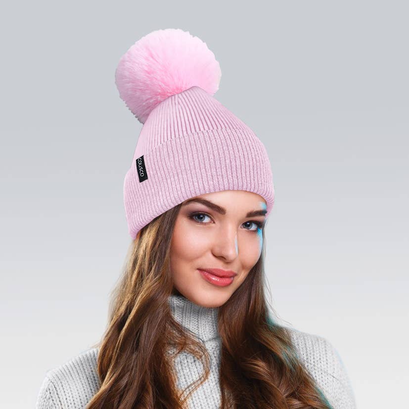 Pom Pom Beanies for Women, Cozy Winter Knitted Beanie Hat