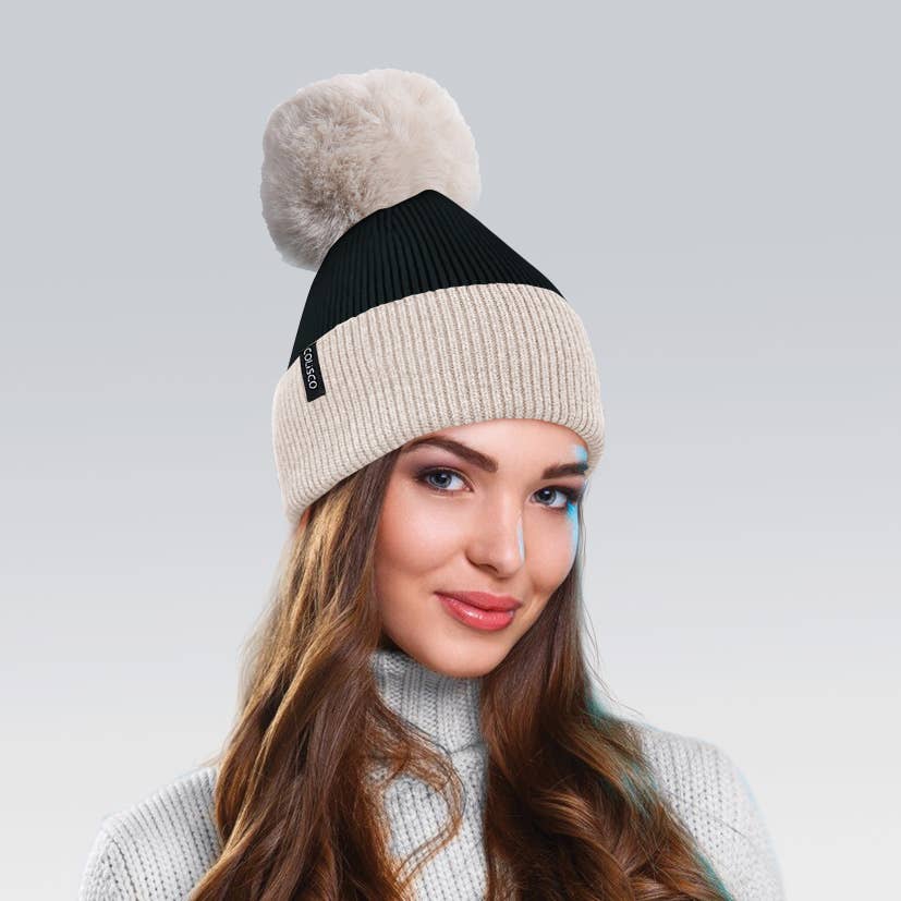 Pom Pom Beanie Hat, Soft Warm Winter Beanies for Women