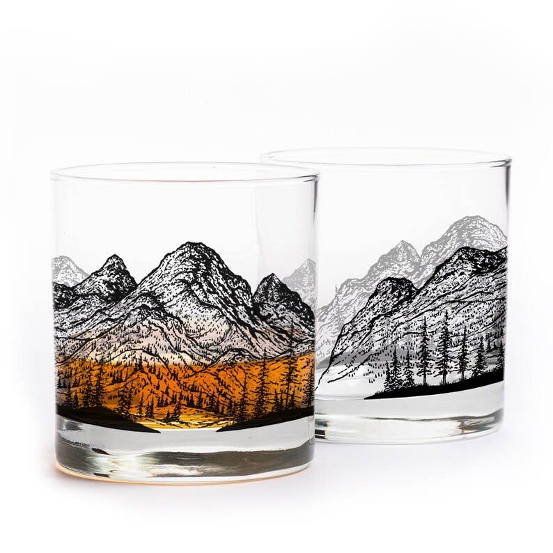 Mountain Panoramic Whiskey Glasses