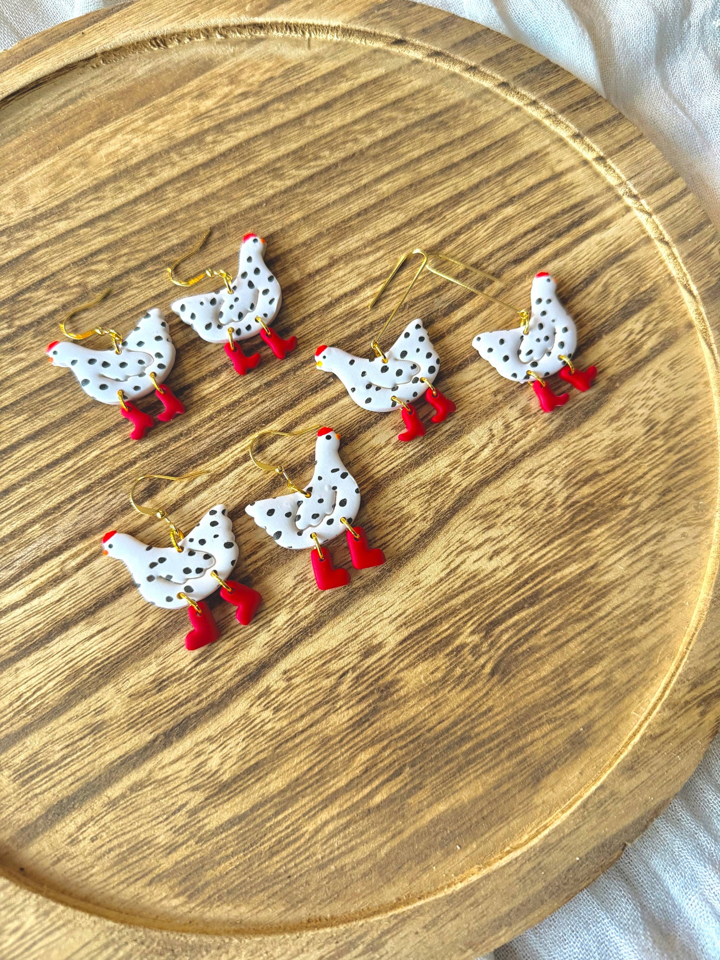 Chicken Clay Earrings