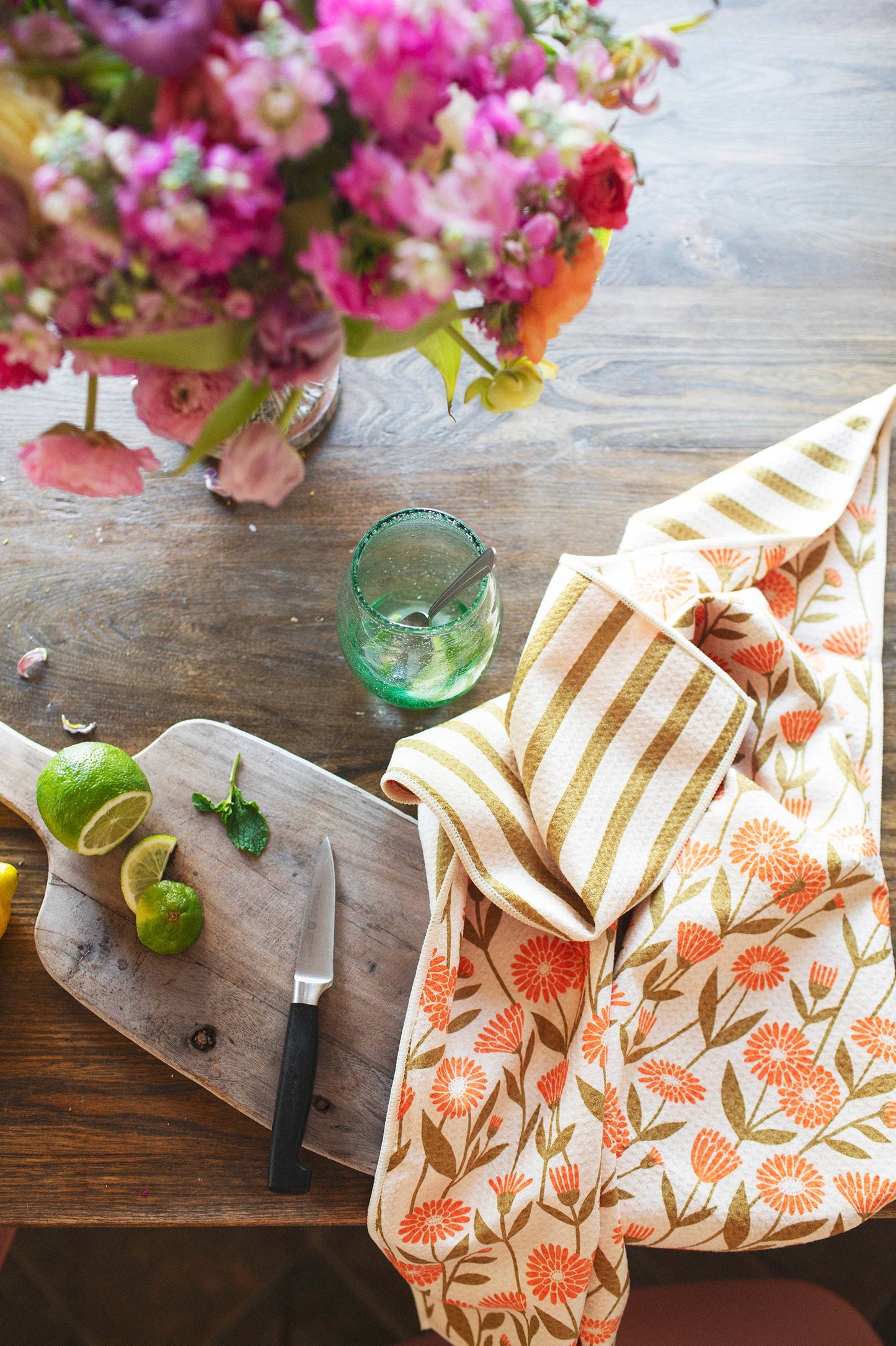 Kitchen Tea Towel Quick Dry-Calendula Flowers