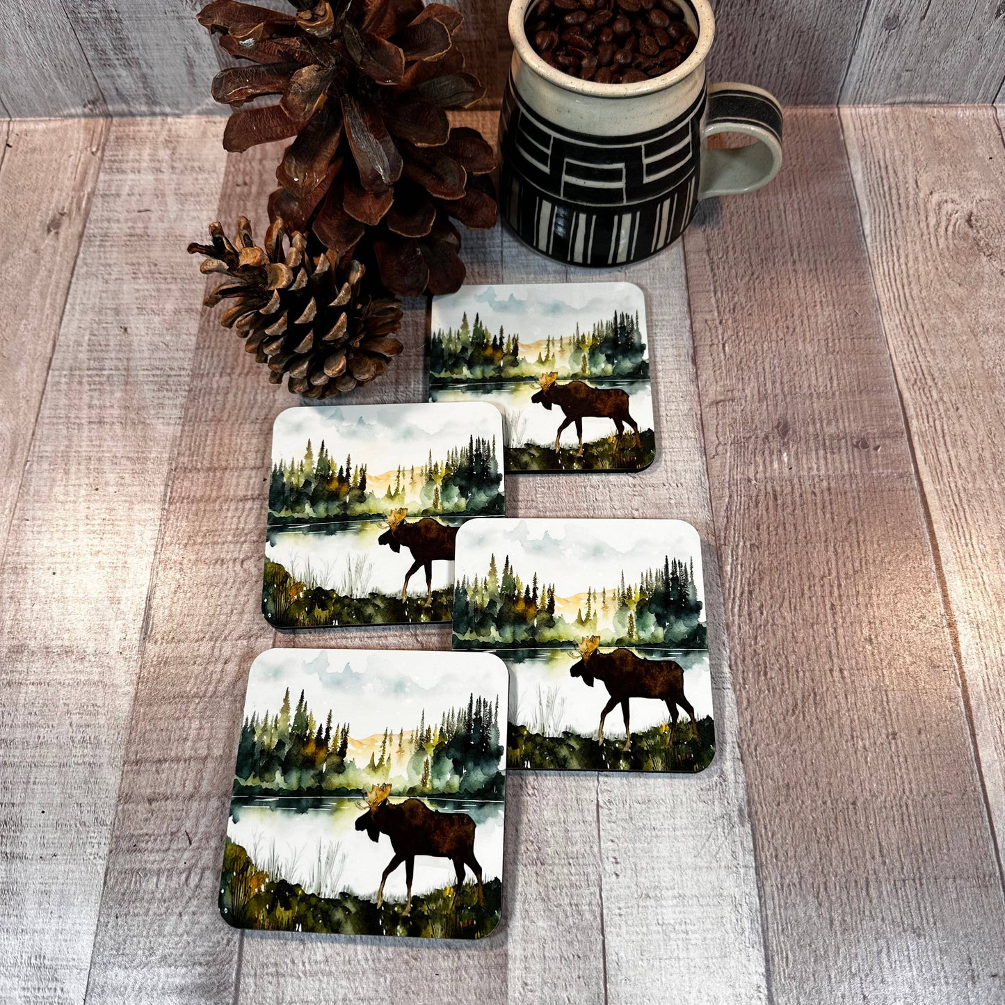 Lakeside Moose Coaster set with cork backing