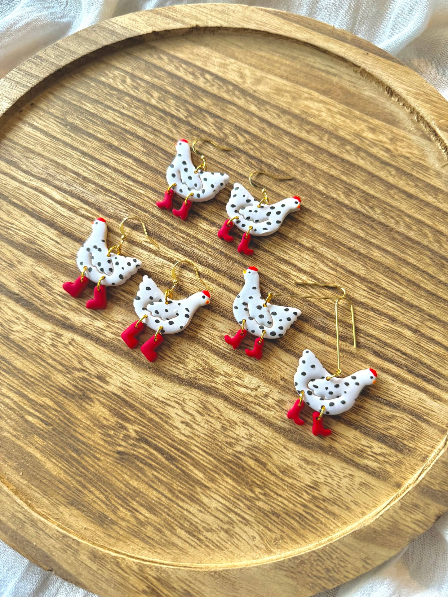 Chicken Clay Earrings