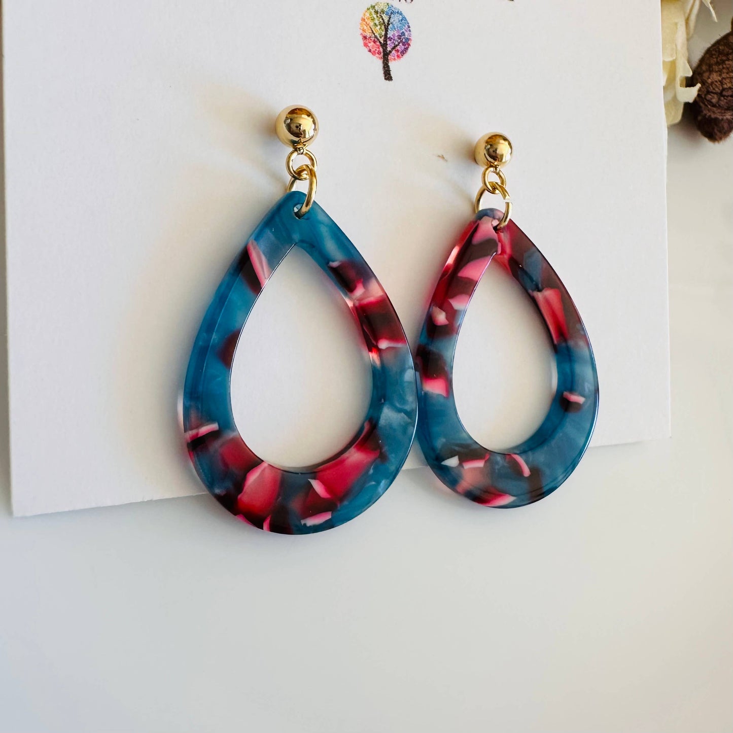 Teardrop Colorful Acetate resin earring