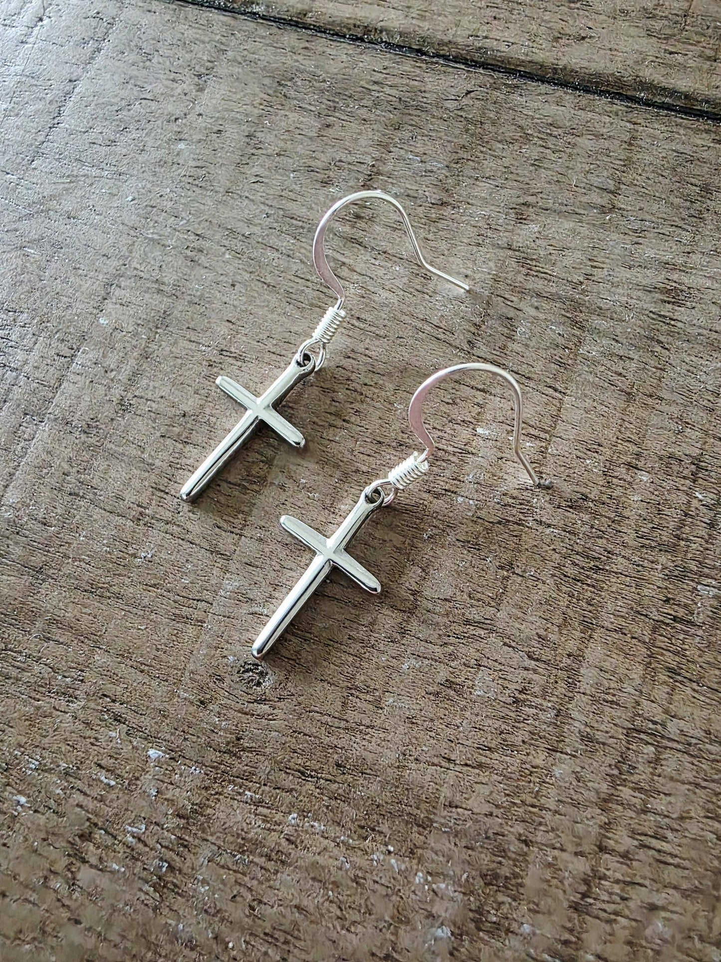 Small Cross Drop Earrings