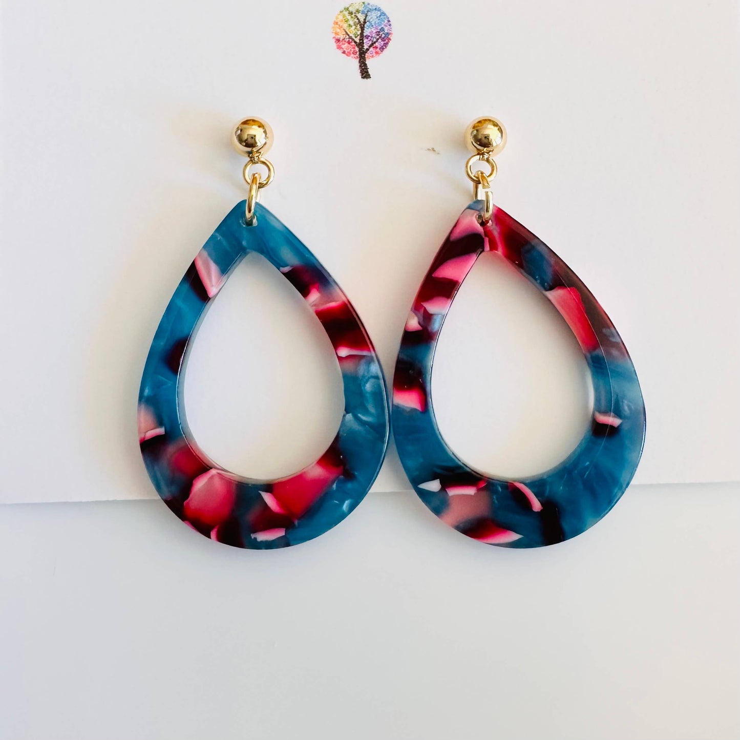 Teardrop Colorful Acetate resin earring