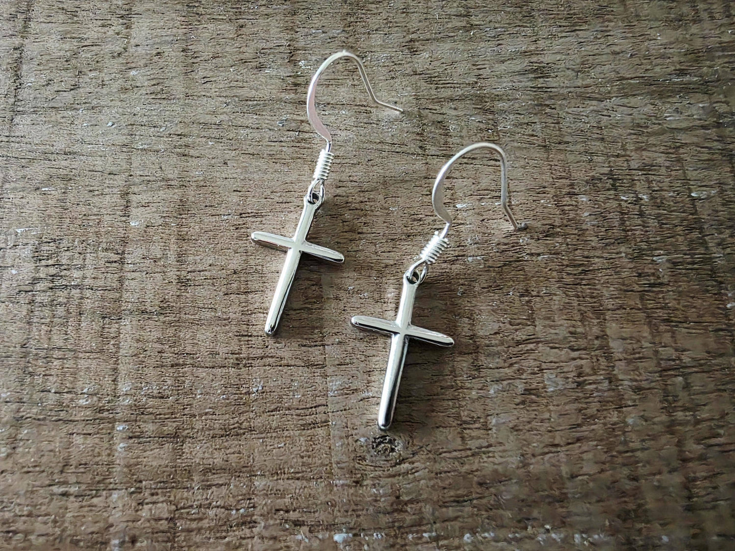 Small Cross Drop Earrings