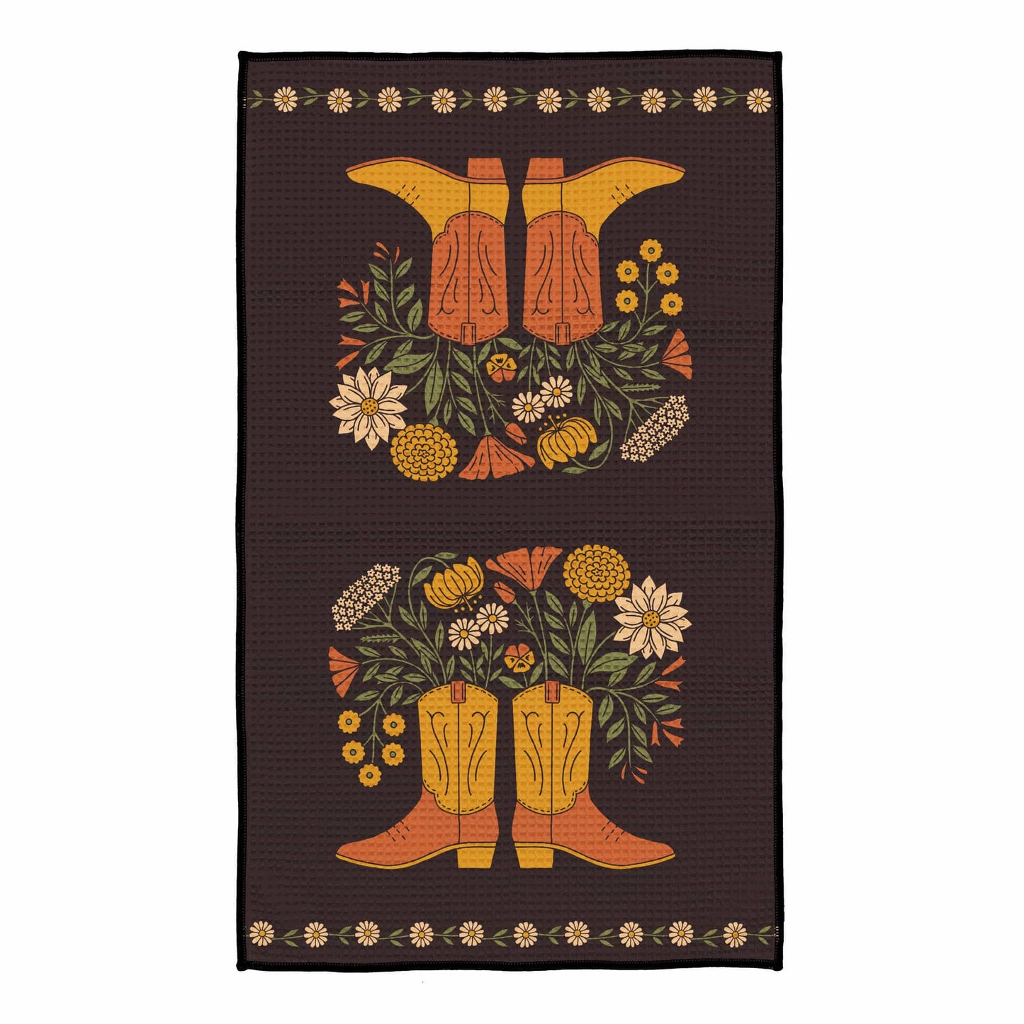 Kitchen Tea Towel Quick Dry-Western Bloom Boots & Flowers