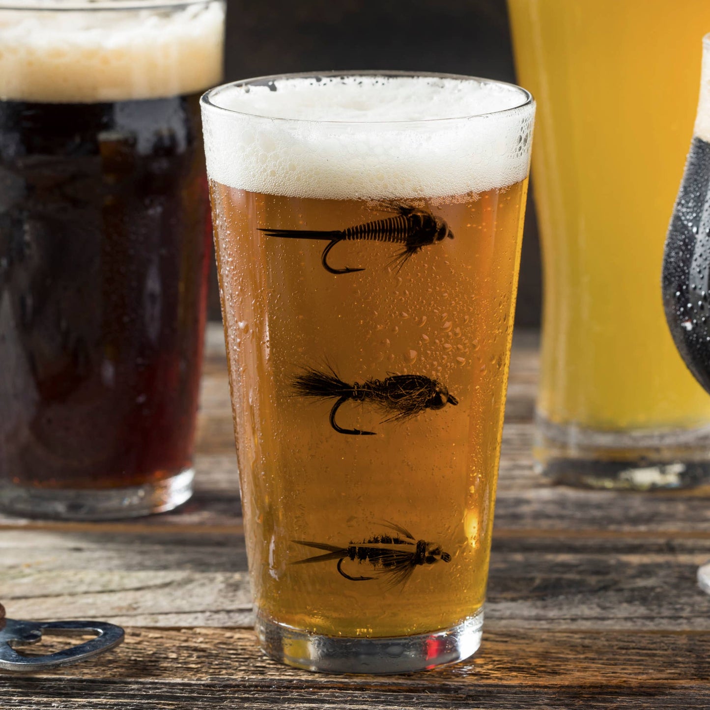 Set of 2 Fly Fishing Flies Pint Glasses
