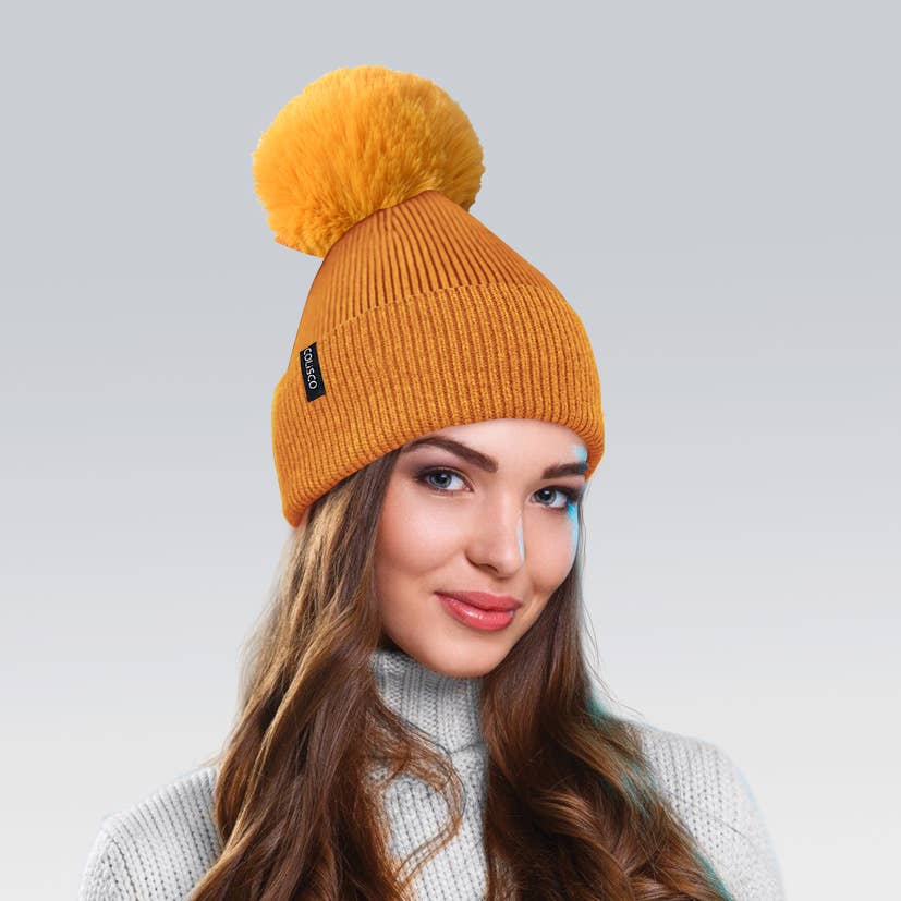 Pom Pom Beanies for Women, Cozy Winter Knitted Beanie Hat