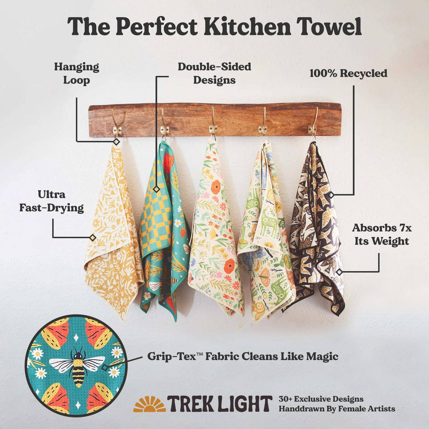 Kitchen Tea Towel Quick Dry-Woodland Friends Animals Print