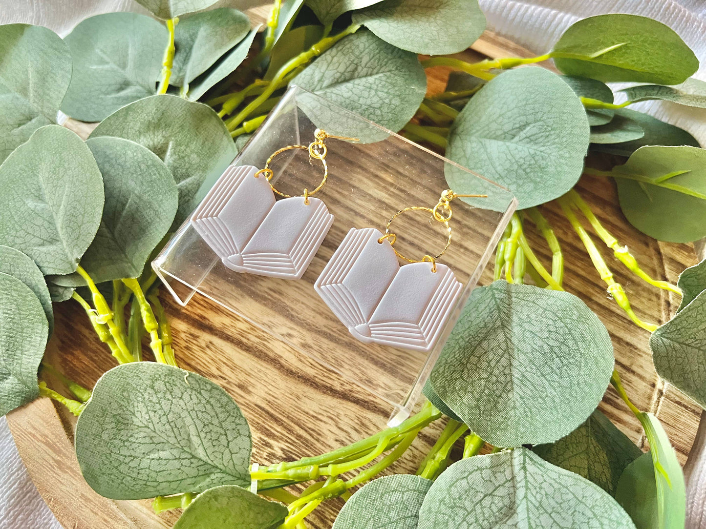 Book Clay Earrings, Bookstore Earrings, Library Earrings