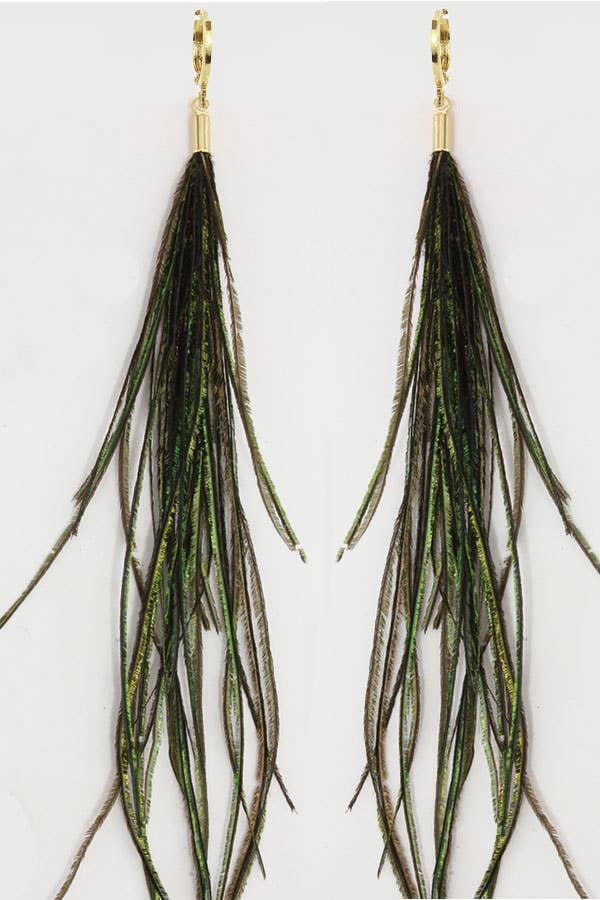 Peacock Feather Earring Olive