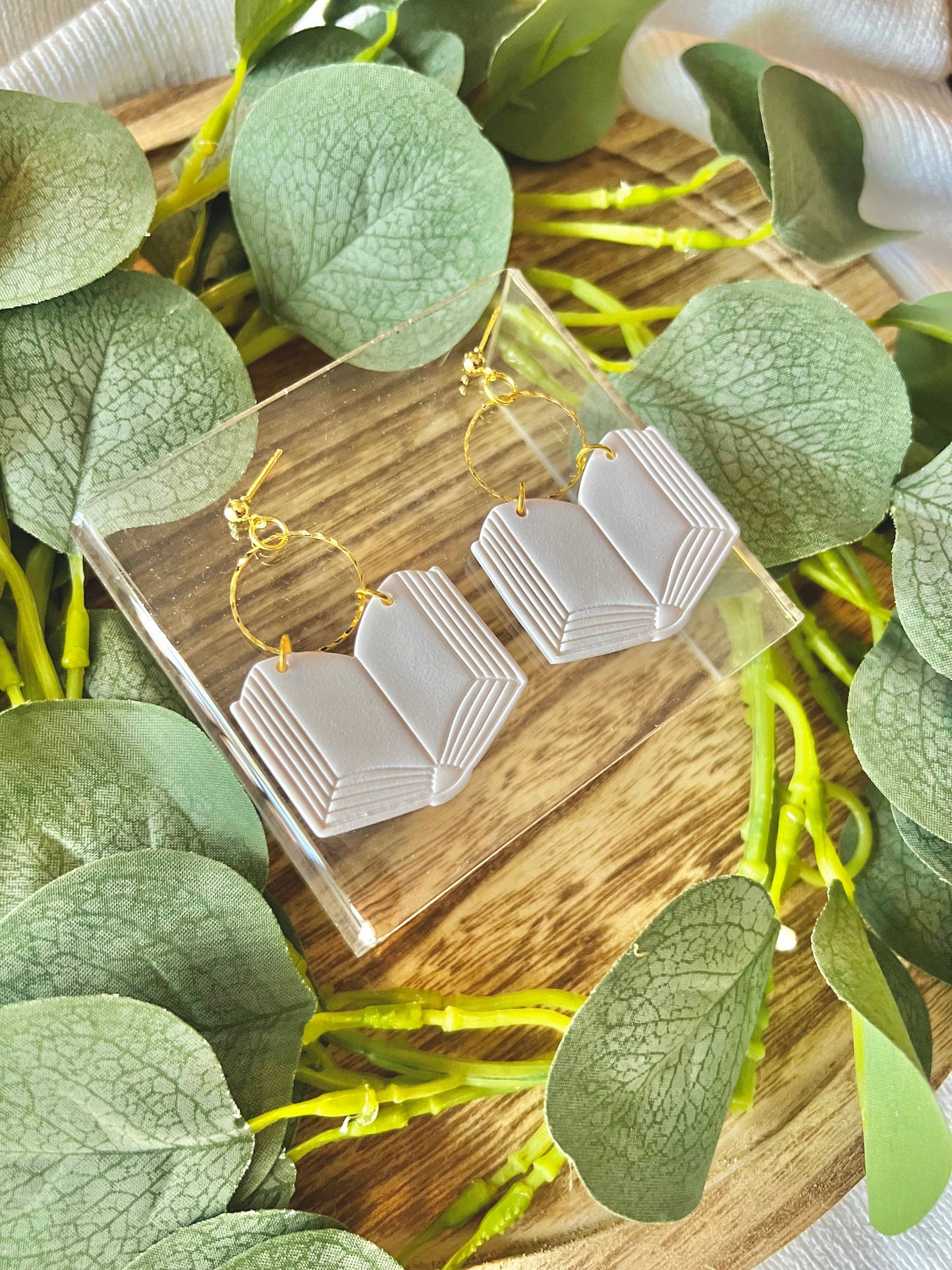 Book Clay Earrings, Bookstore Earrings, Library Earrings