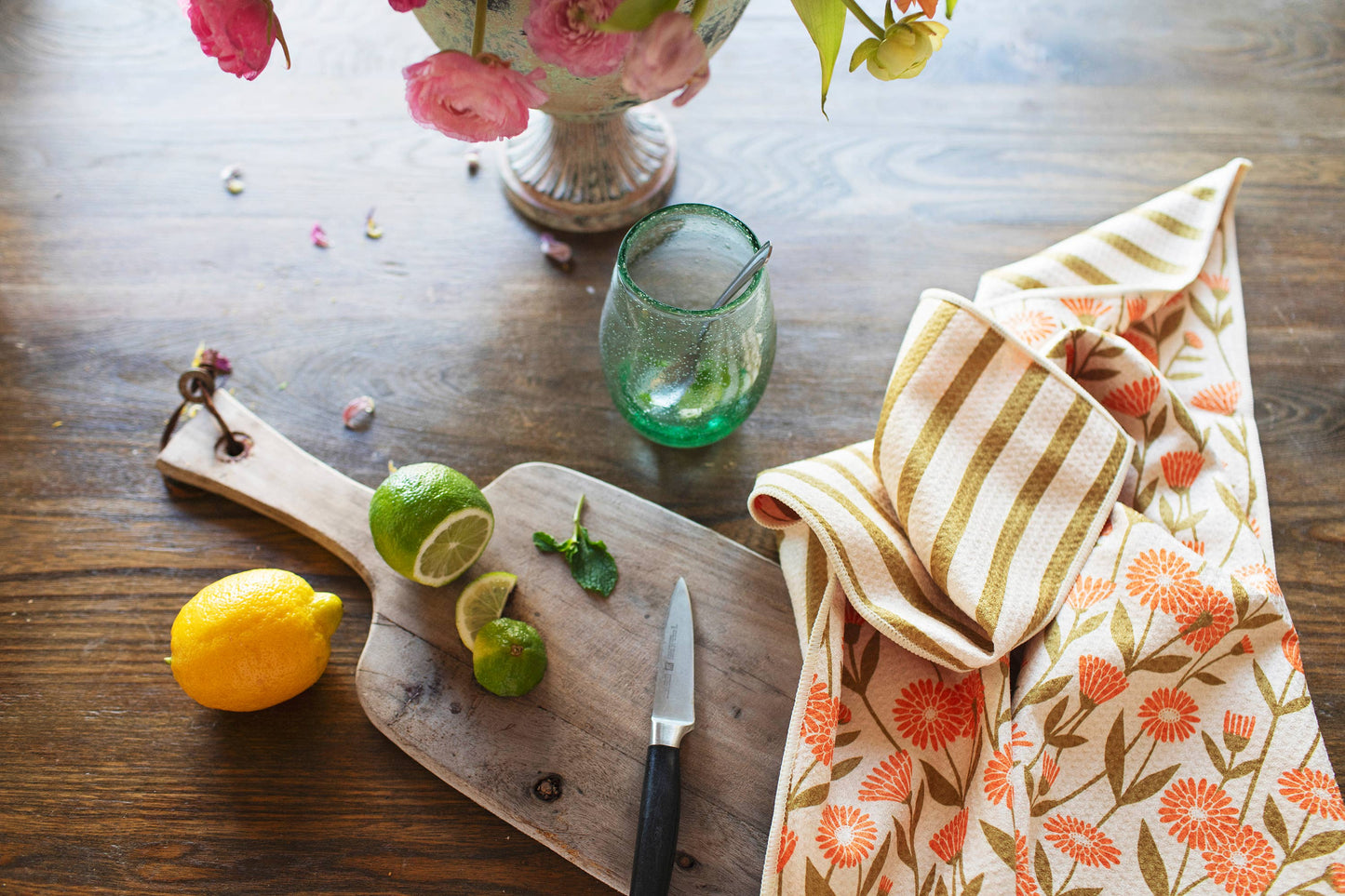 Kitchen Tea Towel Quick Dry-Calendula Flowers