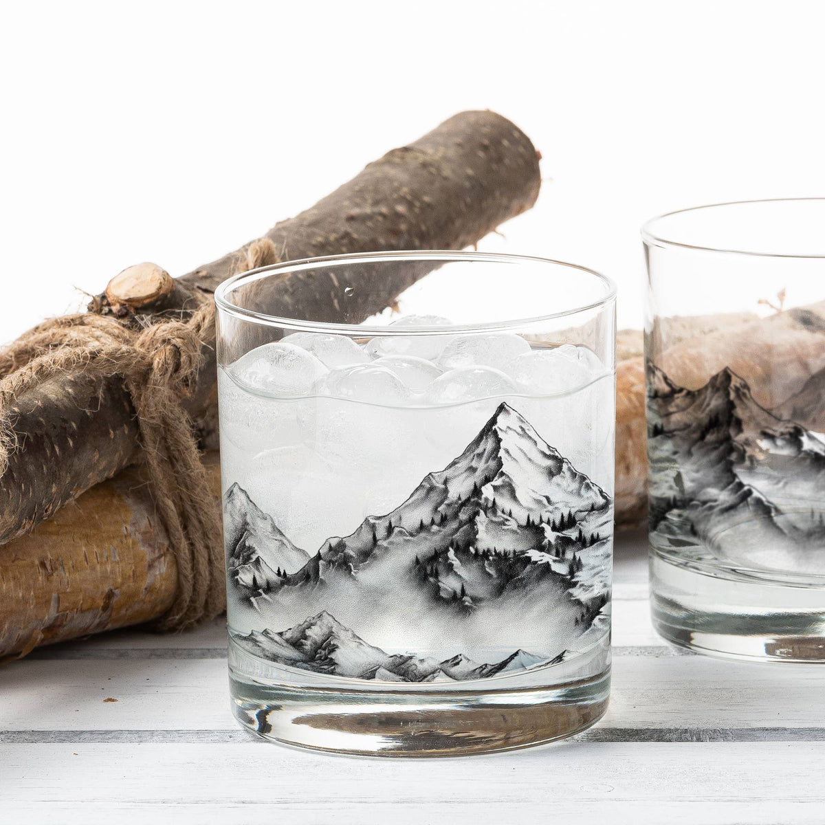 Set of 2 Mountain Modern Whiskey Glass Set