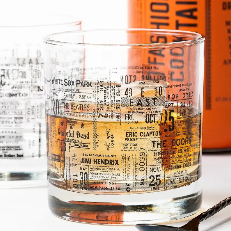 Set of 2-Concert Ticket Whiskey Glasses