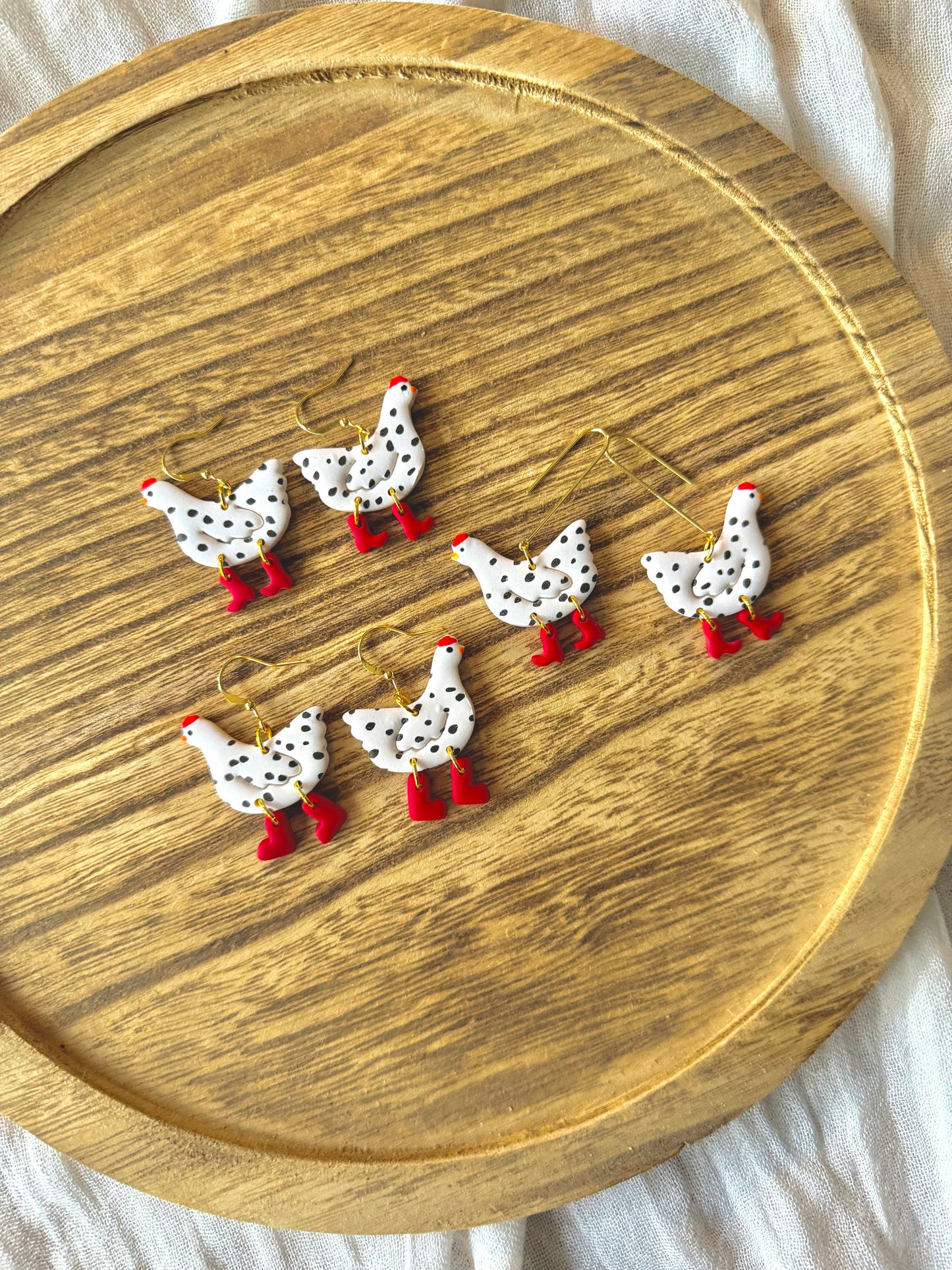 Chicken Clay Earrings
