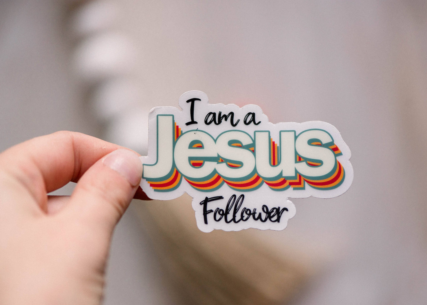 I Am A Jesus Follower Clear Vinyl Sticker, 3x3 in