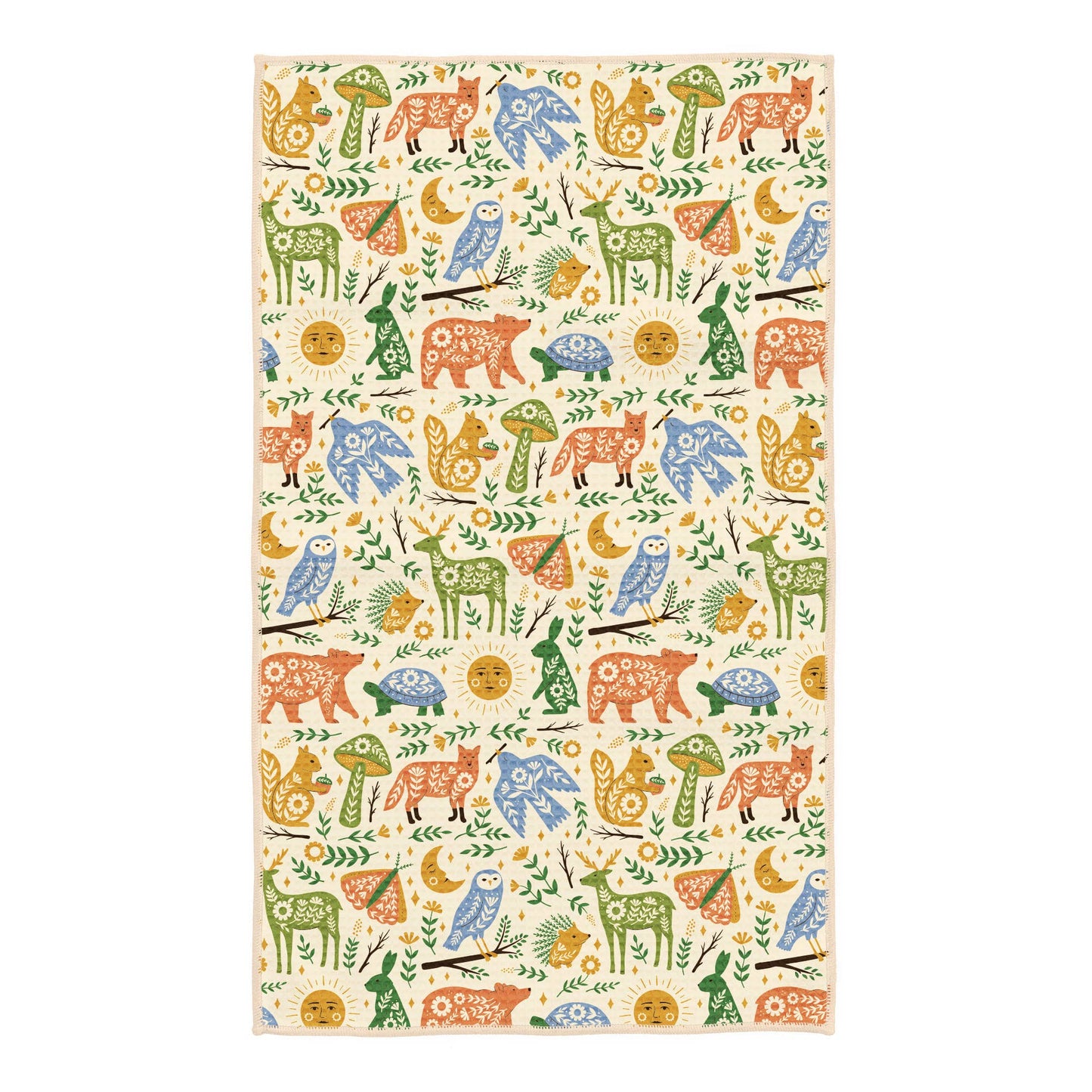 Kitchen Tea Towel Quick Dry-Woodland Friends Animals Print