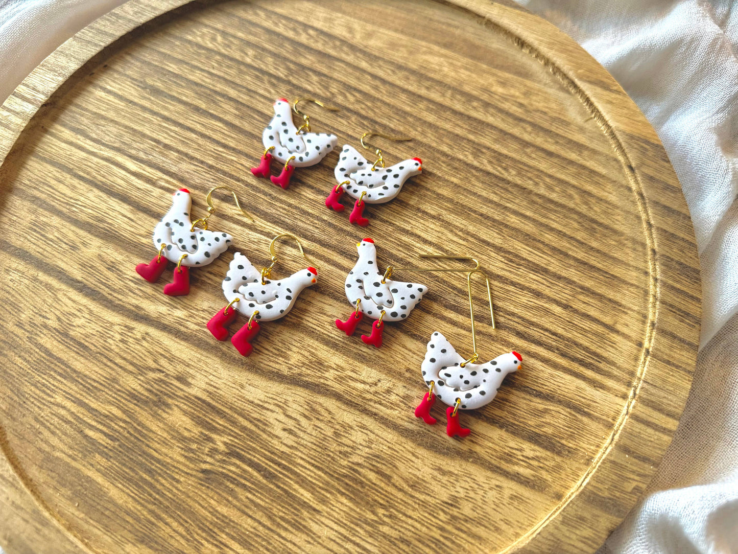 Chicken Clay Earrings