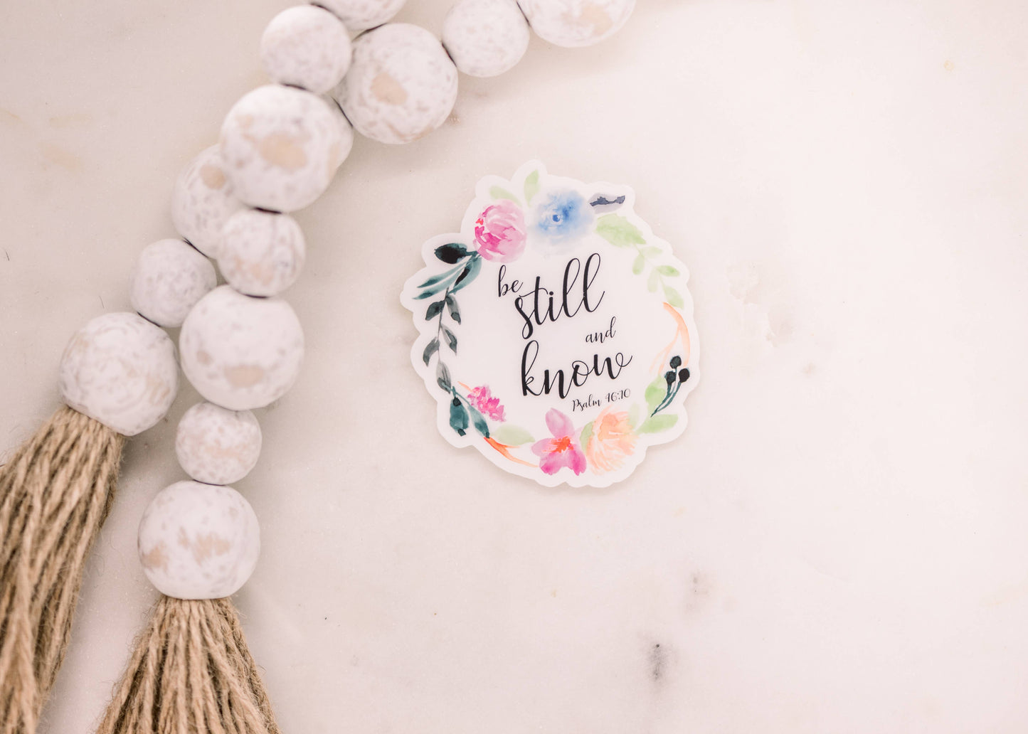 Be Still And Know Floral Clear, Vinyl Sticker, 3x3 in
